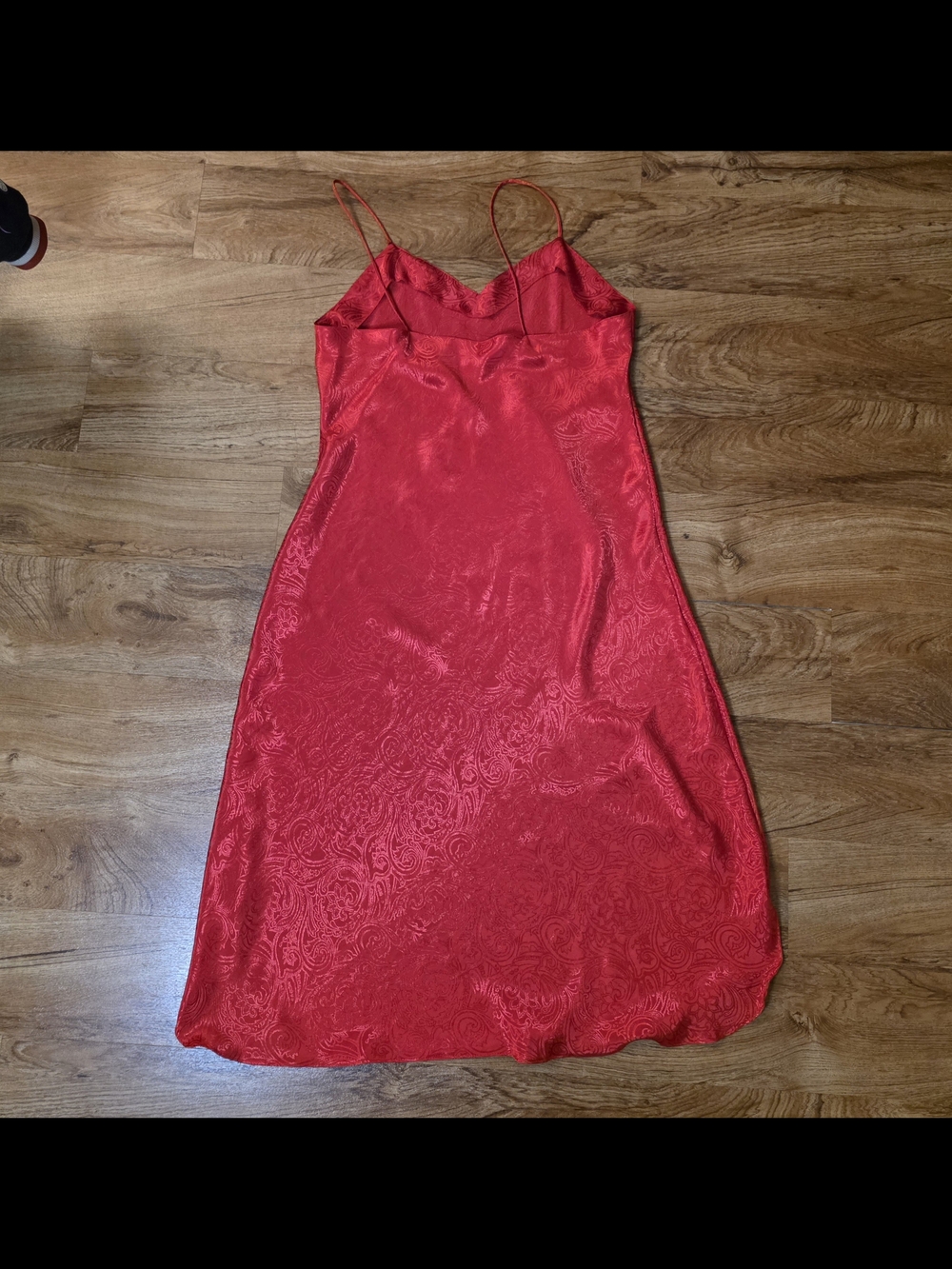 Vintage 90s Val Mode Lingerie Red Paisley Satin Long Slip - Picture 9 of 9